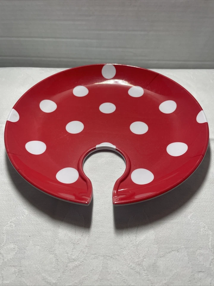 Plato de mezcla de lunares - Para sostener vidrio con tallo - 8" rojo melamina/blanco Foto 1 de 1