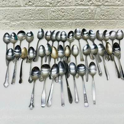 Смешанный лот из 40!! Различные чайные ложки из нержавеющей стали для декоративно-прикладного искусства ювелирных изделий свадьбы - Изображение 1 из 4