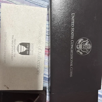 1989 S United States Congressional 2-Coin Commemorative Proof Set OGP & COA - Image 1 of 3