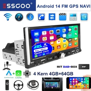 1 Din 6.9 Zoll Apple CarPlay Autoradio Android 14.0 GPS Navi WIFI RDS FM 64G DAB - Bild 1 von 13