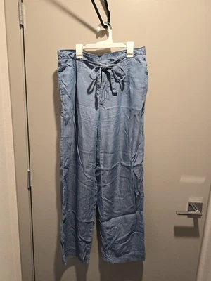 Tommy Hilfiger Pantalones Cambray Mujer Talla 10 Calce Suelto Cordón Azul Foto 1 de 3