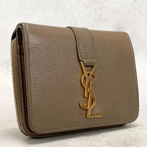 Saint Laurent Geldbörse YSL Cassandra Bi-fold Compact Purse Leder Beige Grau ... - Bild 1 von 24