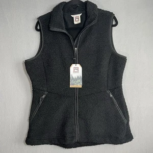 Avalanche Sherpa Deep Pile Black Fleece Vest Full Zip Womens XL NWT Fuzzy Warm - Picture 1 of 9