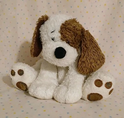 Vintage Ganz White Brown Spots Puppy Dog Stuffed Animal Beanbag Plush Toy 7" - Image 1 of 4