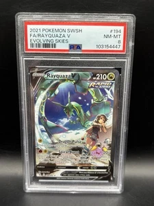 Rayquaza V 194/203 Alt Art Pokemon 2021 Evolving Skies PSA 8 NM-MT Full Art SWSH - Picture 1 of 2