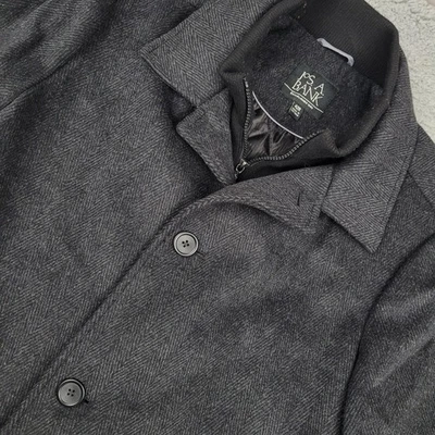 Jos A Bank Mens Gray Herringbone Wool Blend Coat Size 42R - Image 1 of 4