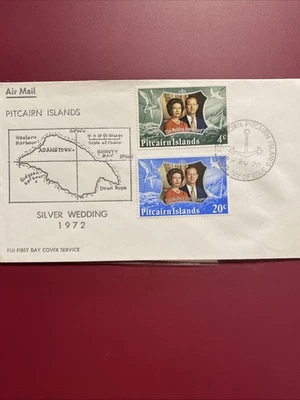 Estampillas de las islas Fiji/Pitcairn. Boda de plata 1972. Foto 1 de 4