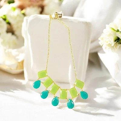 Kate Spade Statement Necklace Green Square Bib Lobster Clasp - Image 1 of 4