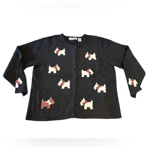 Classics by Marisa Christina Scotty Dog Christmas Cardigan Sweater Womens XL - Picture 1 of 8
