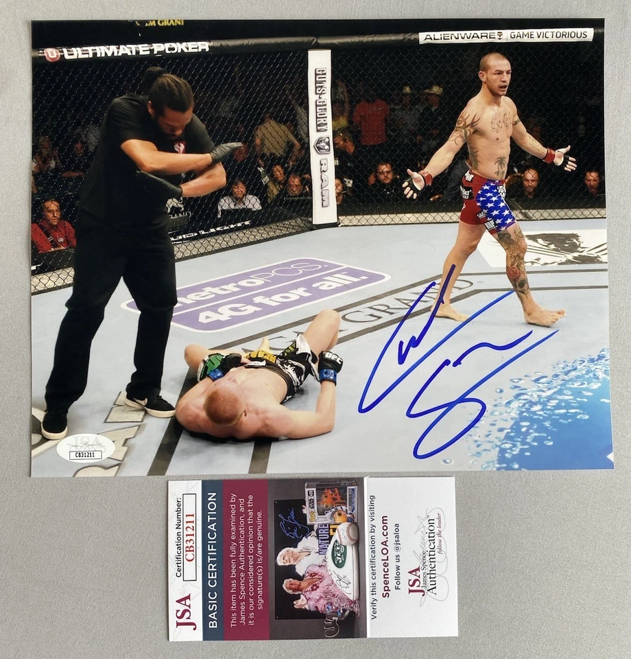 UFC STAR- CUB SWANSON AUTOGRAPH 8x10 FIGHT VICTORY PHOTO UFC/MMA JSA CB31211 - Image 1 of 1