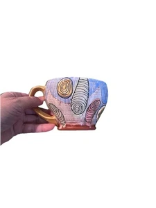 Tazza da tè caffè dipinta a mano ceramica artistica studio ostriche 3D arrotolate novità - Foto 1 di 7
