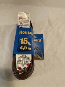 Prime 3-outlet 15 ft Brown Extension Cord 16/2 Polarized Plug Outlet Covers - Picture 1 of 2