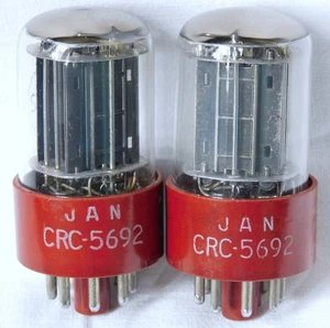 5692 JAN CRC RCA RED BASE • FSN 5960-227-9985 MIL SPEC • MATCHED TUBE PAIR NOS - Foto 1 di 7
