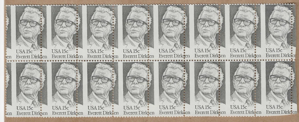 Scott # 1874,  .15c  gray,  EVERETT  DIRKSEN  MAJOR  MISPERF, 1981,  MNH - Image 1 of 1