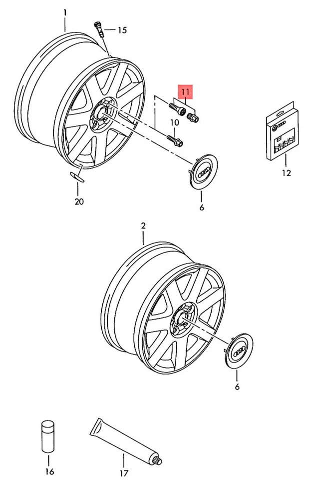 Original AUDI A1 A3 Cabriolet S3 RS3 Sportb. Lim. Tornillo 4F0698139C810 Foto 1 de 1