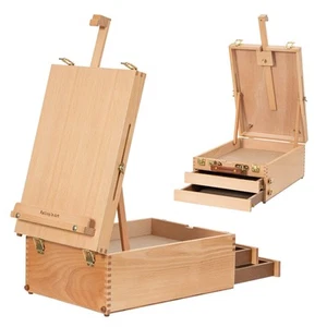 in Art Wooden Tabletop Easel Box Beechwood Sketchbox Table Easel with Storage Dr - Picture 1 of 8
