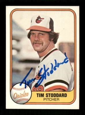 1981 Fleer  176 Tim Stoddard signed auto autograph  crisp blue sig MZ BXCP57 - Image 1 of 2