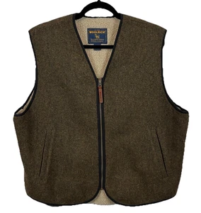 Woolrich Weste Herren Large braun Tweed Sherpa gefüttert Wolle durchgehender Reißverschluss Forest 412 - Bild 1 von 8