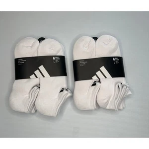 Lot of 2 Adidas Socks Men's Large No Show White 6 pack Gym Climacool Run NEW$44 - Picture 1 of 3