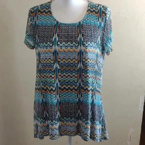Hannah Colorful Open Weave Tunic Top - L - NWOT - Bild 1 von 8