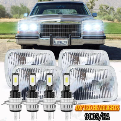 Faros LED de haz alto bajo A+ para Cadillac Fleetwood DeVille 1975-1986 4 piezas 4x6 Foto 1 de 4