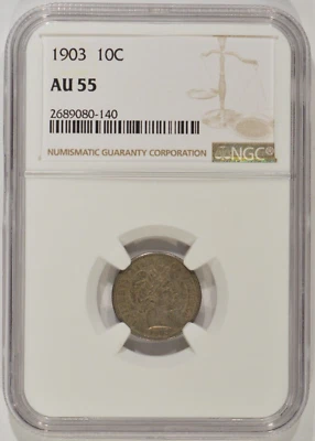 1903 Barber Silver Dime 10c NGC AU55 2689080-140 - Image 1 of 4