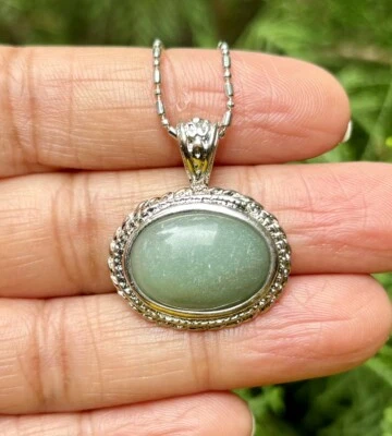 Colgante de moda aventurina relleno de oro blanco, medallón, CADENA SURTIDA GRATIS #1 Foto 1 de 4