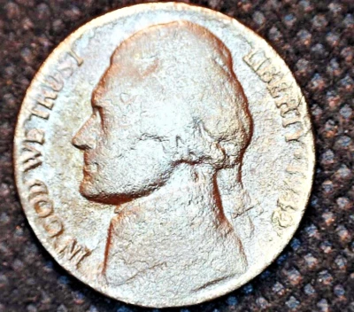 { 1942 Jefferson Nickel - Defective Planchet Retained Lamination - Image 1 of 2