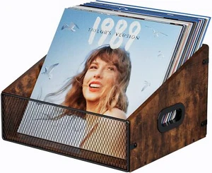 Vinyl Schallplatten Aufbewahrung Halter, Trapez LP 1 Ebene, Rustikal Braun & Schwarz - Bild 1 von 9