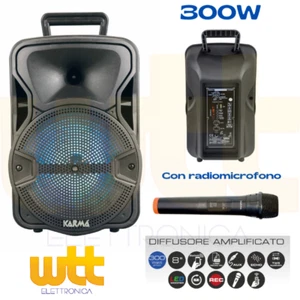 Cassa amplificata bluetooth portatile karaoke professionale attiva con microfono - Foto 1 di 6
