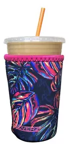 Insulated Neoprene Iced Coffee Sleeve Medium 24oz Reusable Cup Cover Tropics - Picture 1 of 9