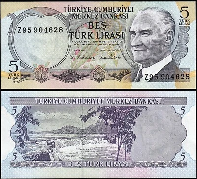 Turkey 5 Lira 1970 - 1976, UNC, REPLACEMENT, Prefix Z 95, P-185 - Image 1 of 3