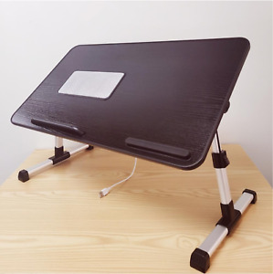 XL Ergonomic Laptop Desk Stand Height &Tilt Adjustable Portable for Bed with Fan