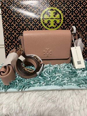 Bandolera Tory Burch Thea Web Flap Rosa Luna 689 Foto 1 de 4