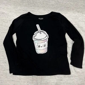 Children's Place Sequin Flip Black Long Sleeve T-Shirt Girls L 10-12 - Picture 1 of 4