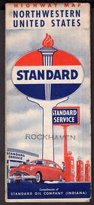 OLIO STANDARD MAPPA STRADALE VINTAGE Circa 1952 NORTHWESTERN US - Foto 1 di 2