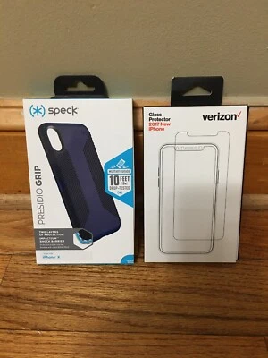 Speck Presidio Grip Case  for iPhone X & XS +Glass Screen Protector 5.8” Size - Image 1 of 4