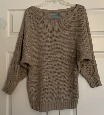 Алиса + Оливия ягненка шерсти кашемир свитер доломан рукава желтовато-коричневый серо-коричневый пуловер размер S - Изображение 1 из 4