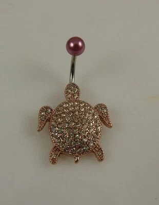 Tortuga Cristal Ombligo Ombligo Anillo Piercing Honu Naval Bling Bonito Foto 1 de 4