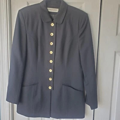 Abrigo Amanda Smith Mujer Negro Lana Pura Guisante Talla 12 Academia Preppy Femenino Formal Foto 1 de 4