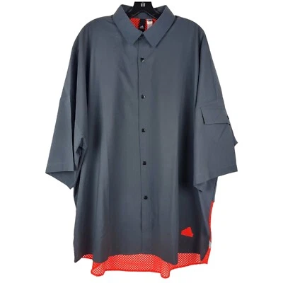 ADIDAS Shirt MCE Q2 Mens Large Gray Button Up PRShirt Golf Activewear Mesh Lined - Image 1 of 4