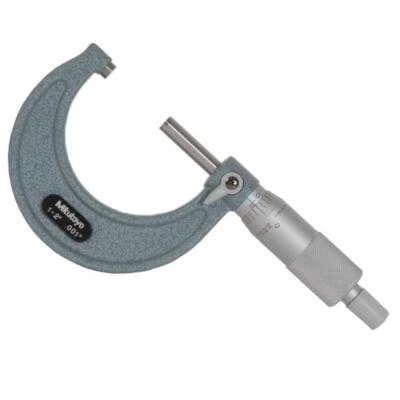 Mitutoyo 103-178 Outside Micrometer, Baked-enamel Finish, Ratchet Stop, 1-2
