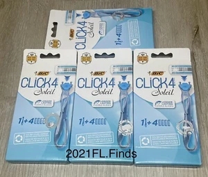 BIC CLICK 4 Soleil 1 Handle 4 Refill Blades Cartridges Each Flexible ( Lot Of 4) - Picture 1 of 2