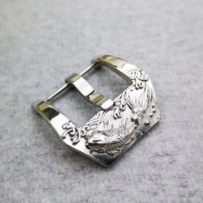 20mm 22mm 24mm Silver Steel Carving Spring Bar Buckle Clasp For Belt Band Strap - Image 1 of 4