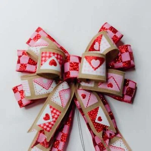 Cartas de amor con lazo de San Valentín a cuadros rosas y rojos - Imagen 1 de 2