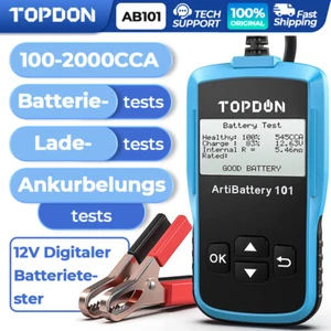TOPDON AB101 Tester per batteria auto Tensione 12V Caricabatterie automatico - Foto 1 di 12