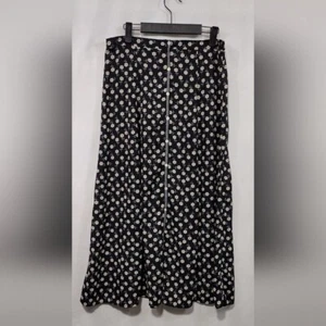 Max Studio Floral Satin Skirt Women's M Black Cottagecore Peasant Retro 90s - Picture 1 of 9