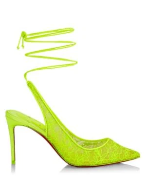 Christian Louboutin Zapatos de salón con cordones Kate 85 satinado amarillo neón $995 Foto 1 de 4