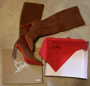 Christian Louboutin CONDORA BOTTA 85 Suede Knee High Tall Boots Heels Rhea 39 - Picture 1 of 4