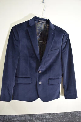 Blazer Ralph Lauren NIÑOS L 12 Azul Terciopelo 2 Botones Chaqueta Preppy Iglesia Fiesta Foto 1 de 4